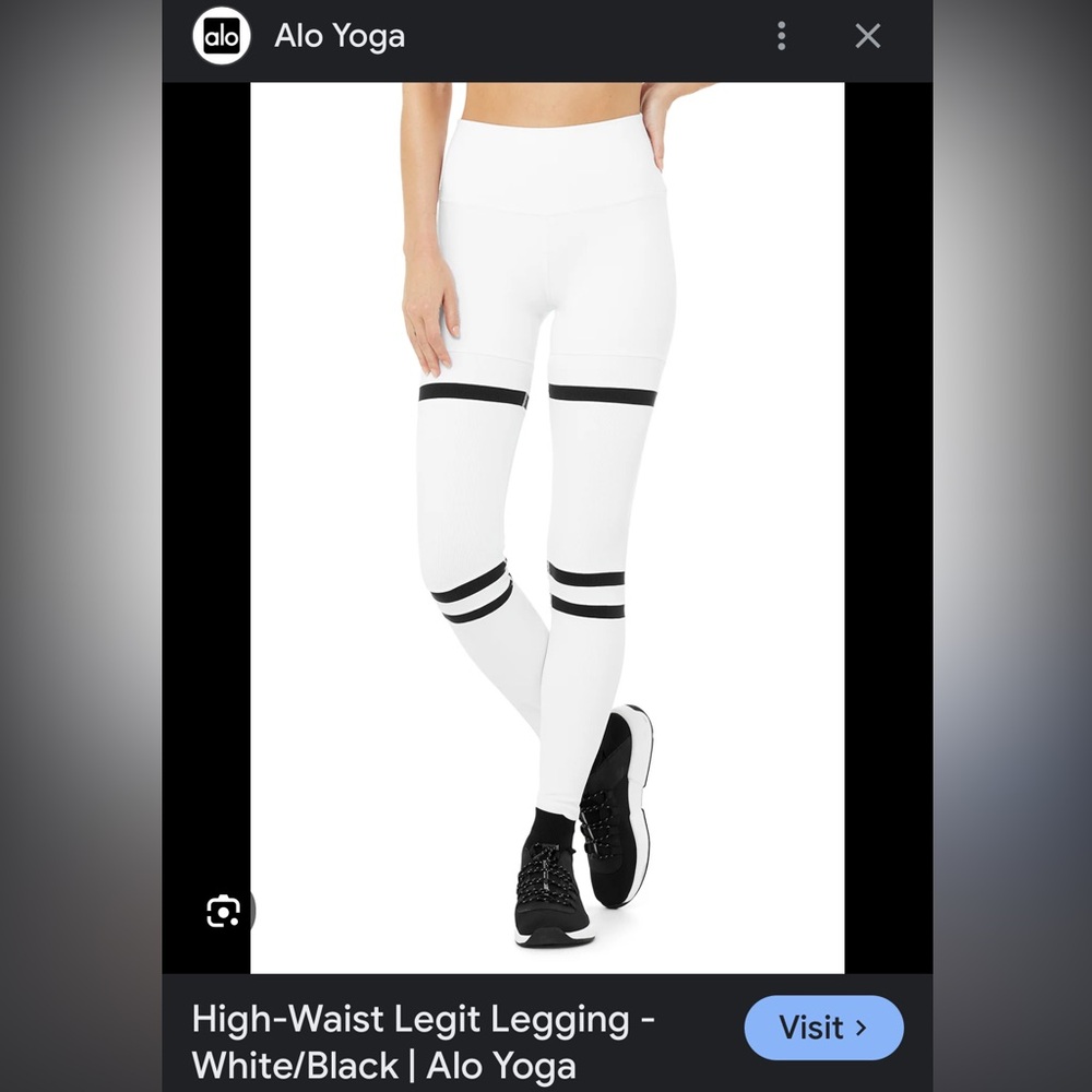 Alo high waist legit legging white/black size small